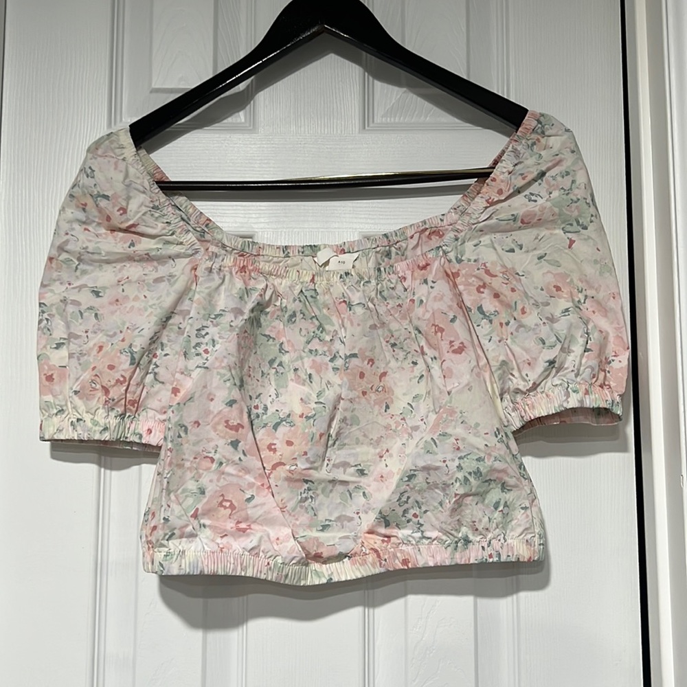 ✨3 for $10✨ H&M | Floral Crop Cotton Top - Women's S